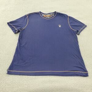 Robert Graham T Shirt Mens 2XL V Neck Blue Skull Embroidered Short Sleeve